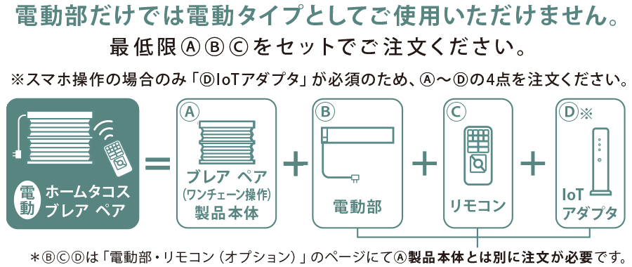 「電動部」のみでは電動タイプとしてご使用できません。