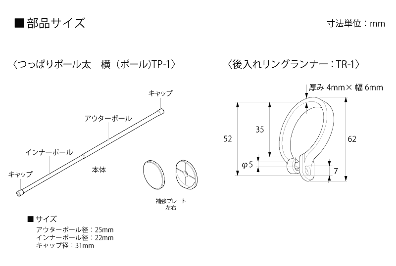 サイズ耐荷重