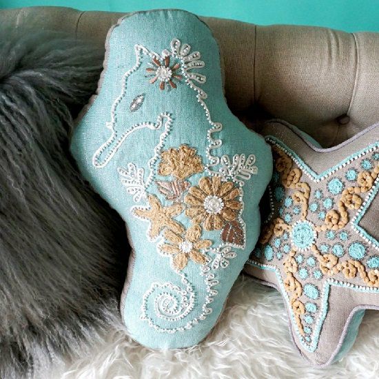 Marine & Pier クッション 】 45cmx8cm厚 オトシゴデザイン・中綿