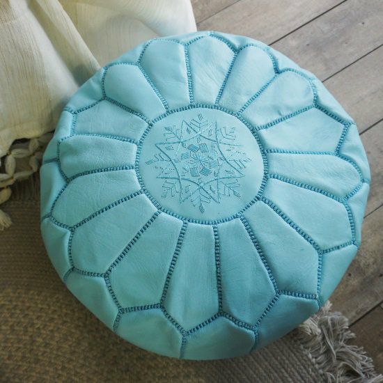 patati patata モロッコから直輸入！山羊革のプフ＜プフフ モロブルー