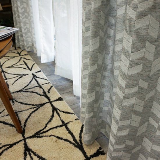 カーテン びっくりカーテン 非遮光 グレー ジャガードカーテン 北欧