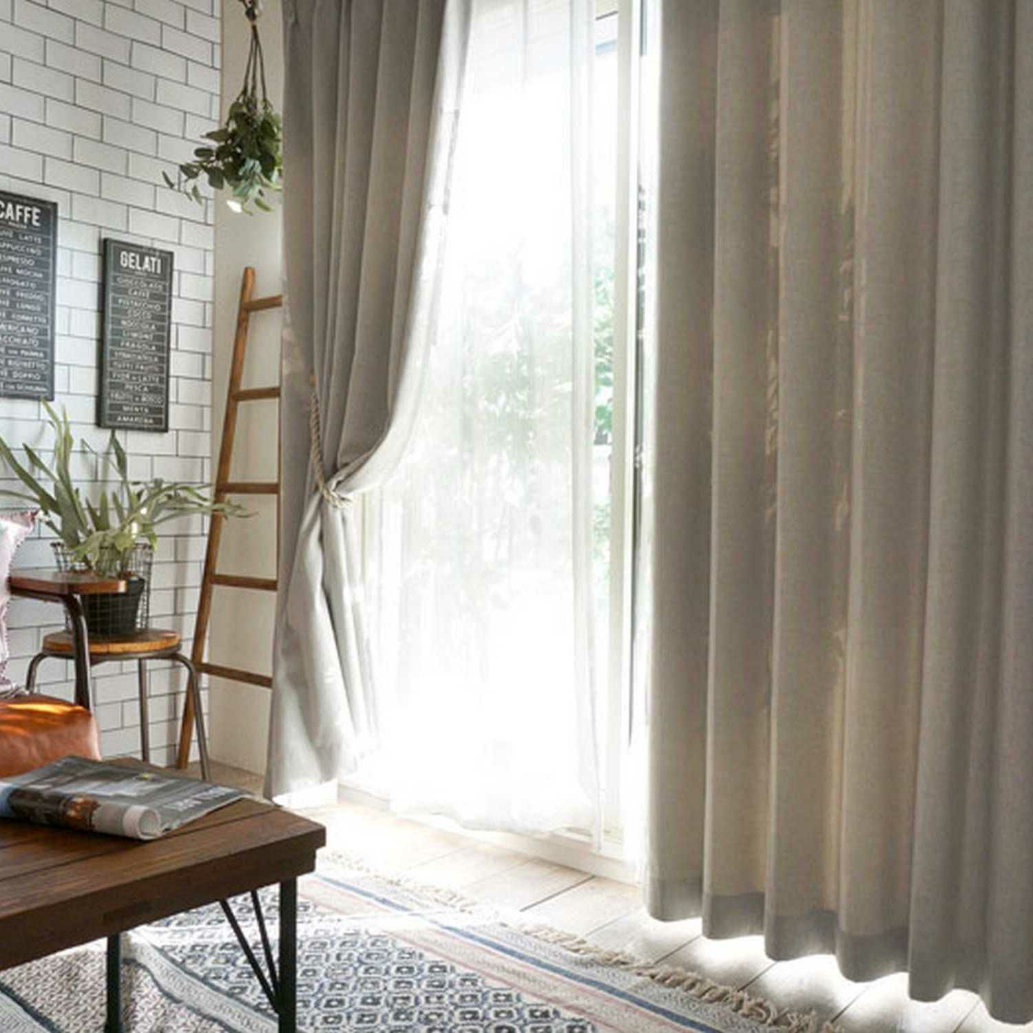 18色から選ぶナチュラルな質感の遮光カーテン＜フォーシーズンナチュラル　ピタヤグレー＞