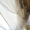 リネン100％の厚地＋レースの一体型カーテン＜パステルリーノ　アイボリー×シフォン＞