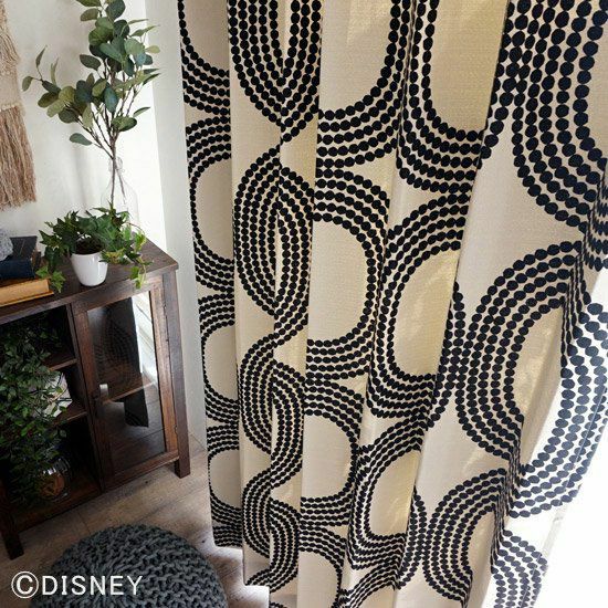 Disney】おしゃれなディズニーカーテン ≪ミッキー ドットリング