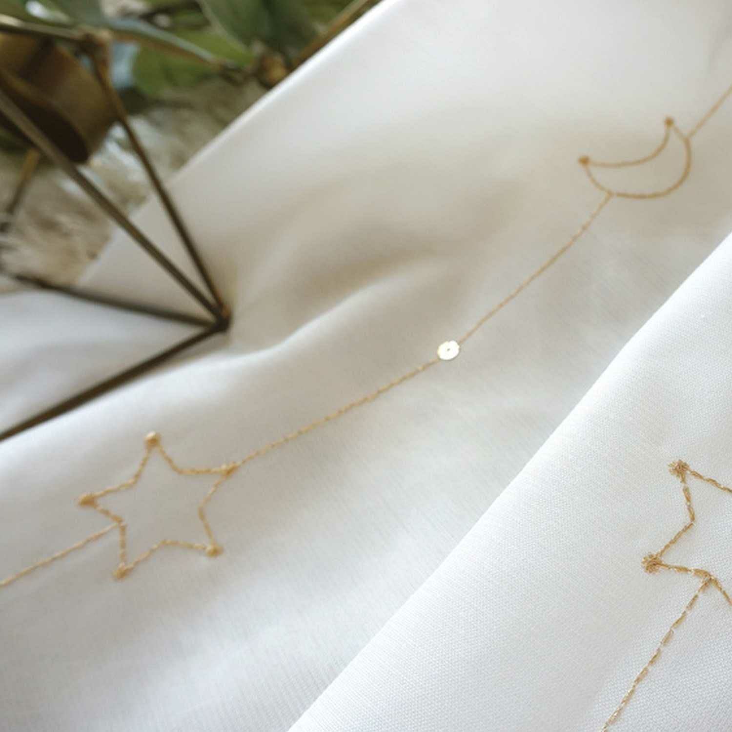 スパンコール付き星月デザインの刺繍レース　＜レース エトワール＞