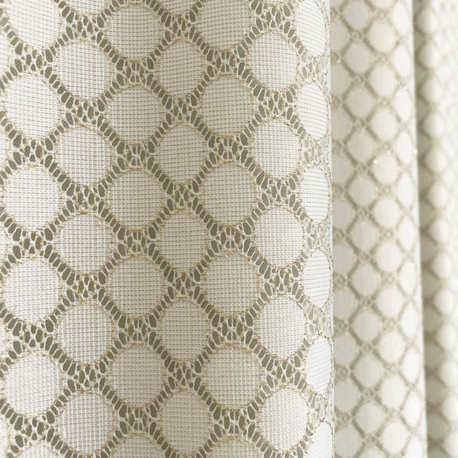 モロッカンスタイル一体型二重カーテン＜マラケシュ アイボリー＞