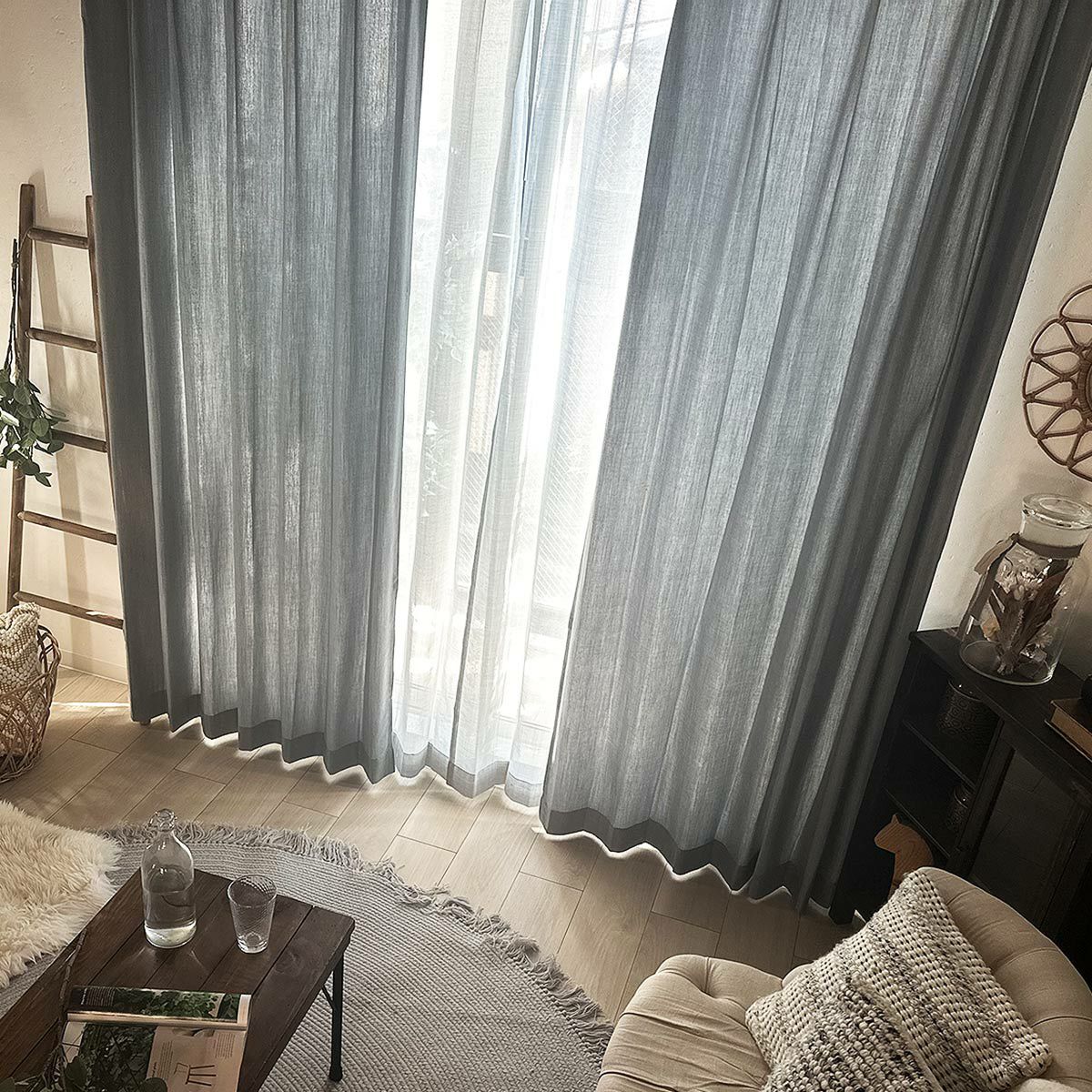 リネンライクカーテン】日本製・防炎・ウォッシャブル・形状記憶付きの