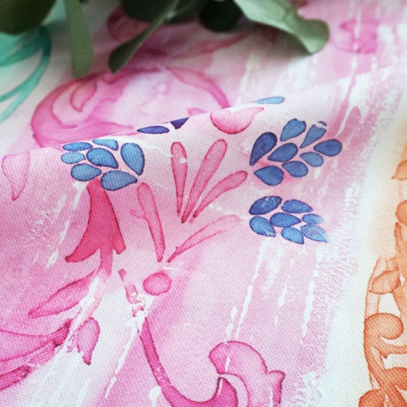 水彩タッチのモロッカンテイストカーテン＜ミンティ ピンク＞