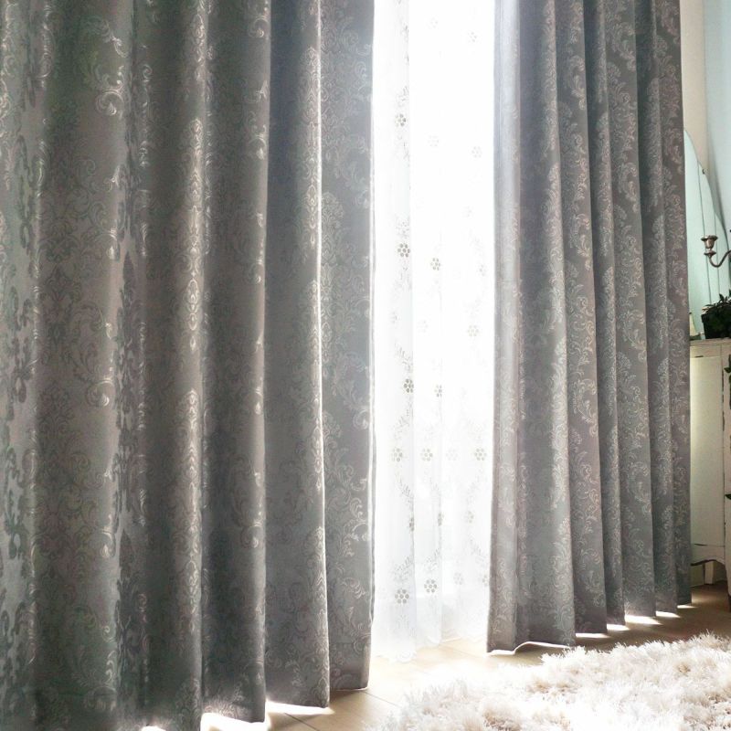 カーテン びっくりカーテン 非遮光 グレー ジャガードカーテン 北欧